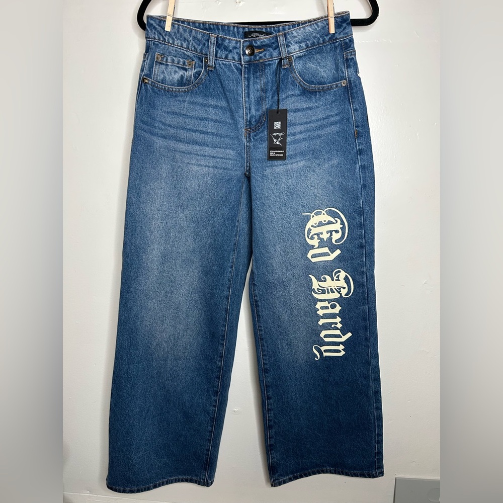 Ed Hardy Women’s Loose Fit Buckle Back Denim Born Free jeans
